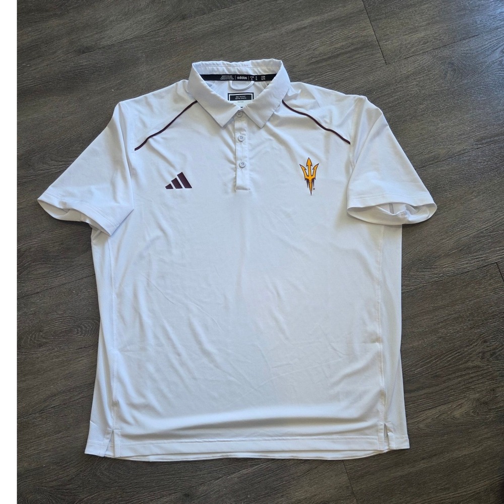 Adidas Player Issued ASU Sun Devils Polo Mens XL White Arizona State NCAA IP8612